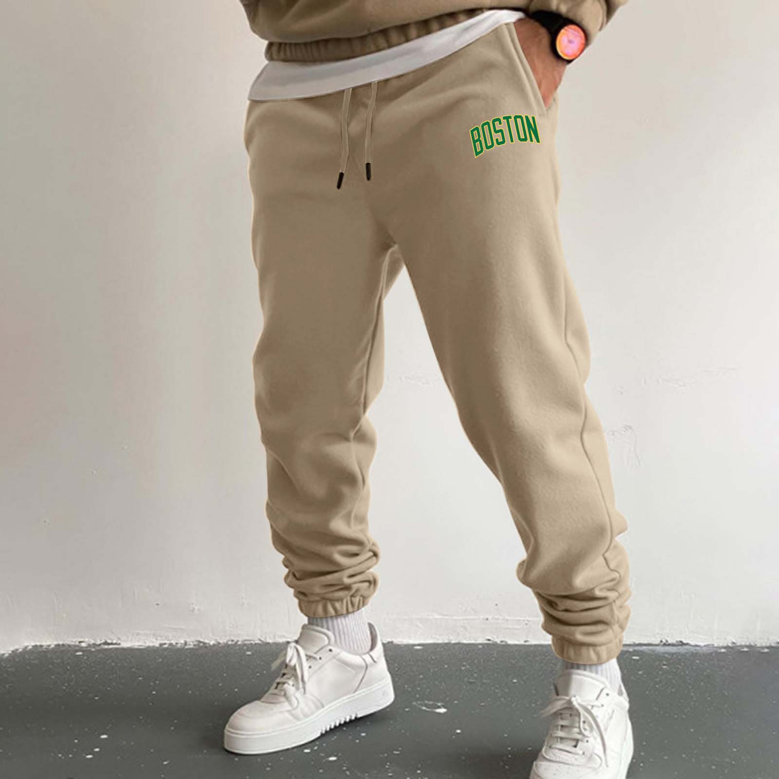 thumbnail image 2 of Pantalones deportivos holgados de punto para hombre, para otoño-invierno, estilo urbano, 2 of 4